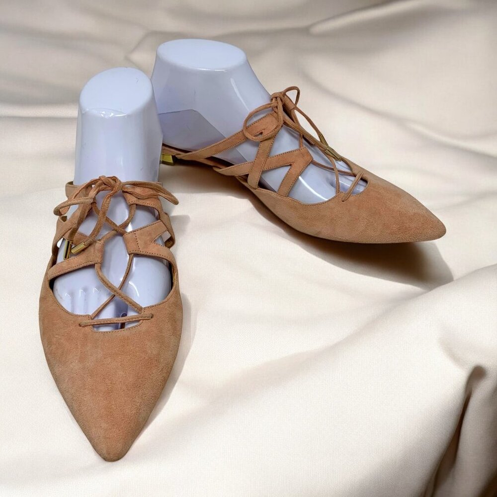 Aquazzura Firenze Belgravia‎ French Rose Suede Cagey Pointy Slides/Mules - Picture 12 of 13